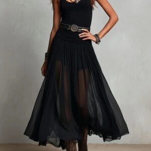 Sheer Maxi Skirt & Bodysuit Set By De-Atita