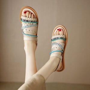 Aura Woven Genuine Leather Roman Sandals