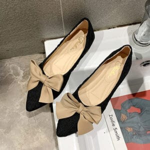 The Elin Bow Flat – Pointed Mesh Ballet Mules