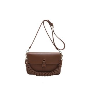 Premium Woven Chain Shoulder Bag – Elegant PU Leather Crossbody Handbag for Women