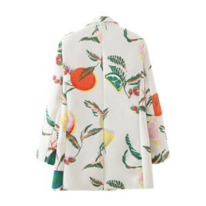 Tropical Fruit Print Double-Breasted Blazer By De-Atita