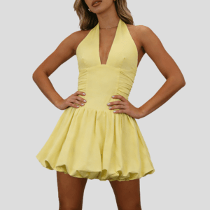 Halter Ruched Bubble Mini Dress By De-Atita