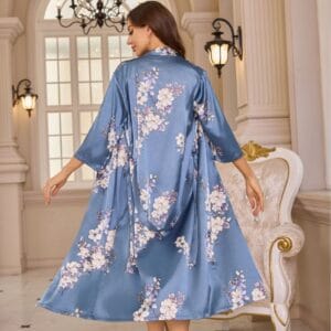Midnight Bloom Faux-Silk Loungewear Set