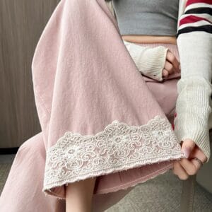 Lace-Trim Palazzo Pants