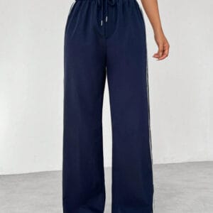 Side-Stripe Wide-Leg Track Pants