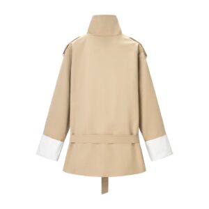 Contrast-Cuff Belted Trench Jacket By De-Atita