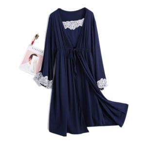 Lace-Trim Nightgown & Kimono Robe Set By De-Atita