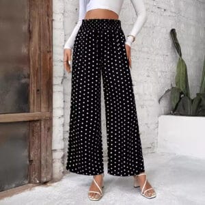 Polka Dot Wide-Leg Pants