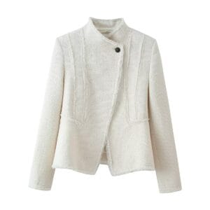 Asymmetric Tweed Moto Jacket By De-Atita
