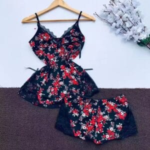 Elegance In Lace 3-Piece Floral Sleepwear