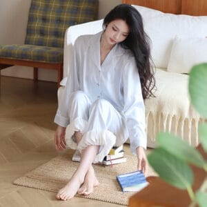 Elysian Ruffled Ice Silk Sleepwear Set – Premium Lightweight
