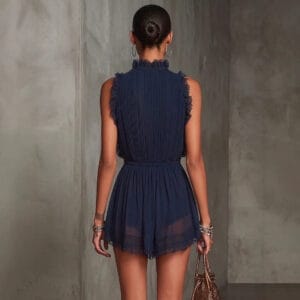 Ruffle-Trim Pleated Chiffon Romper By De-Atita