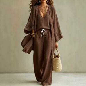 Effortless Boho Linen Three-Piece Set By De-Atita