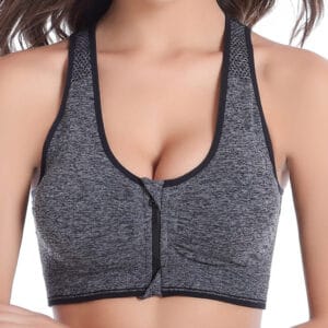 Front-Zip Shockproof Sports Bra – Wirefree Push-Up Fitness Vest