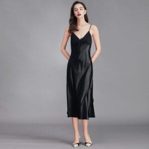 Aria Silk Satin Split Maxi Nightdress