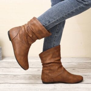 Aura Slouch Ankle Boot – Premium Microfiber Leather Flat Booties