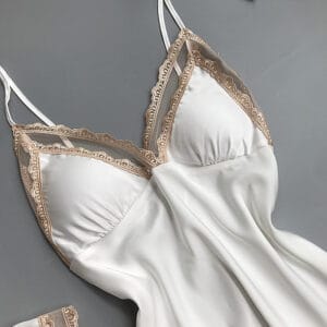 The Silk Ensemble | Silk Lace Nightgown & Robe Set