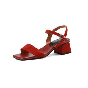 Vintage Genuine Leather Block Heel Sandals