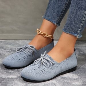 Aura Breathable Mesh Lace-Up Flats