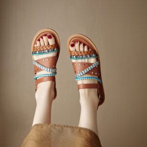 Aura Woven Genuine Leather Roman Sandals