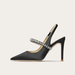 Aura Rhinestone Pointed-Toe Leather Stiletto Heels