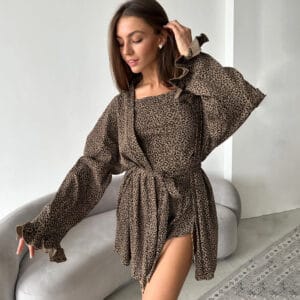 Signature Leopard 3-Piece Silk-Knit Loungewear Collection