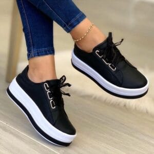 Velvet Ribbon Platform Sneakers