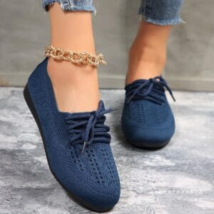 Aura Breathable Mesh Lace-Up Flats