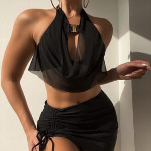 The Noir Mesh Halter 3-Piece Swim Set