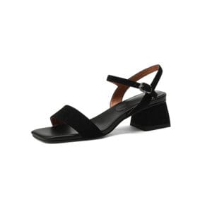 Vintage Genuine Leather Block Heel Sandals