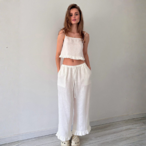 Aura Cotton-Blend Ruffle Lounge Set