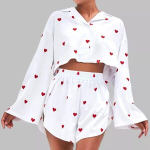 The Amour Silk-Blend Pajama & Short Set