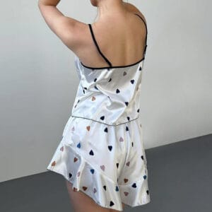 Maison Amour Silk-Satin Heart Cami & Shorts Set