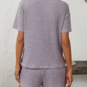 Serenity Ribbed Short-Sleeve Lounge & Sleep Set