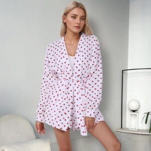 Maison Heart Double Gauze Cotton Robe & Shorts Lounge Set