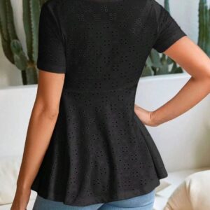 Elevate Maternity | Eyelet Lace Henley Top