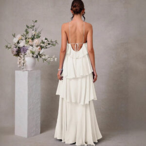 Aura Tiered Ruffle Maternity Halter Maxi Dress