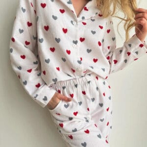 Aura Silk-Touch Heart Knitted Loungewear Set