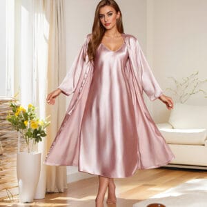 Luxe Satin Sleeveless Nightgown & Duster Set
