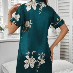 The Aura Botanical Silk Sleepshirt & Lounge Dress
