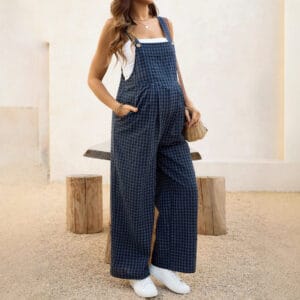 The Luxe Bump: Relaxed Checkered Maternity Overalls