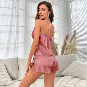 LuxeSilk Built-In Bra Cami & Shorts Lounge Set