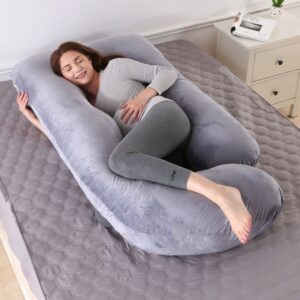 ErgoGlow G-Shape Crystal Velvet Full Body Pregnancy Pillow