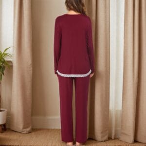 LuxeSatin Two-Piece Lace-Trimmed Lounge & Pyjama Set
