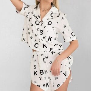 The Alphabet Luxe Silk-Touch Pyjama Set